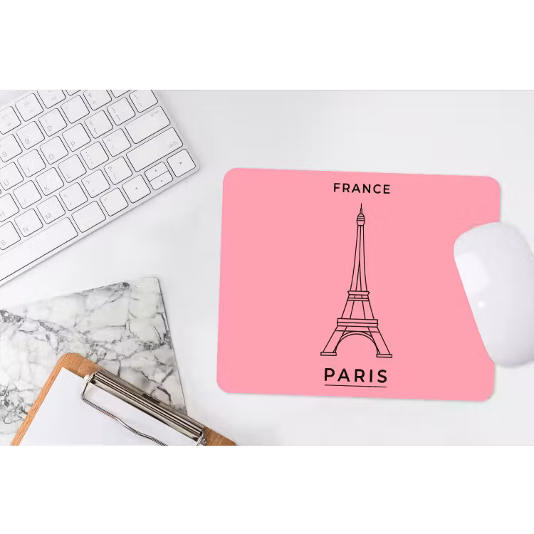 Eiffeltoren - Parijs - Architectuur - Minimalistisch - Roze muismat rubber klein -witbureau