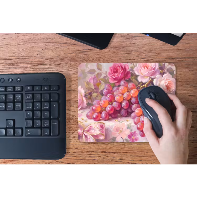 Eten - Bloemen - Stilleven - Roze - Goud muismat rubber klein -toetsenbord
