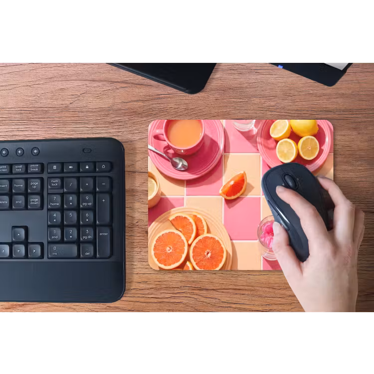Eten - Citrusvruchten - Stillevens - Roze - Oranje muismat rubber klein -toetsenbord