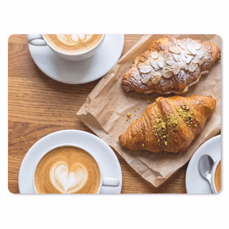 Eten - Croissant - Koffie - Ontbijt - Modern muismat rubber klein -3d