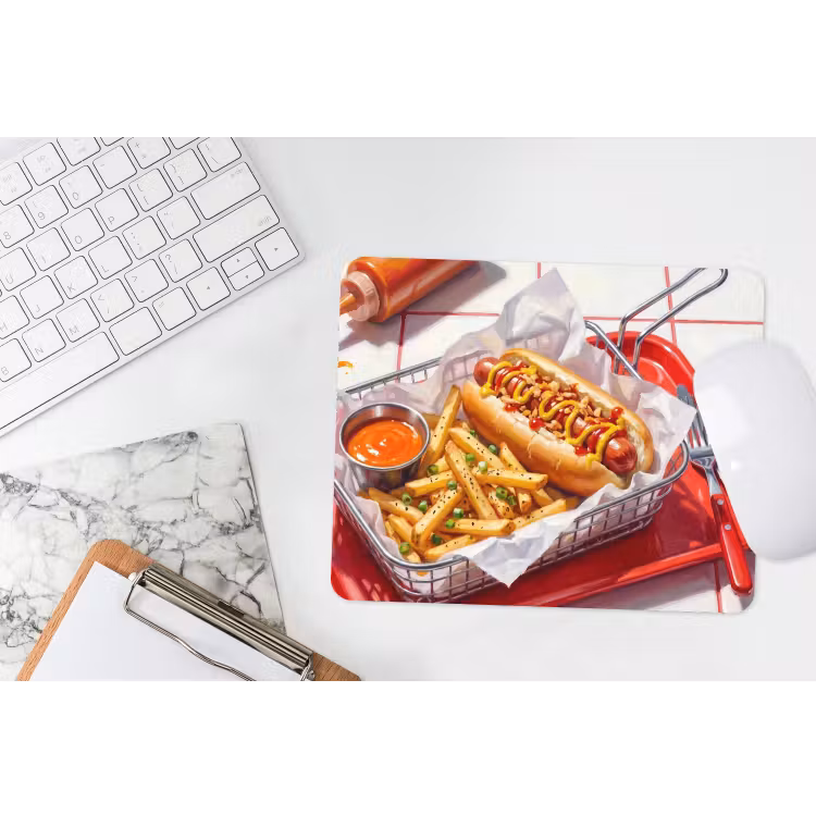 Eten - Hotdog - Fastfood - Modern - Rood muismat rubber klein -witbureau