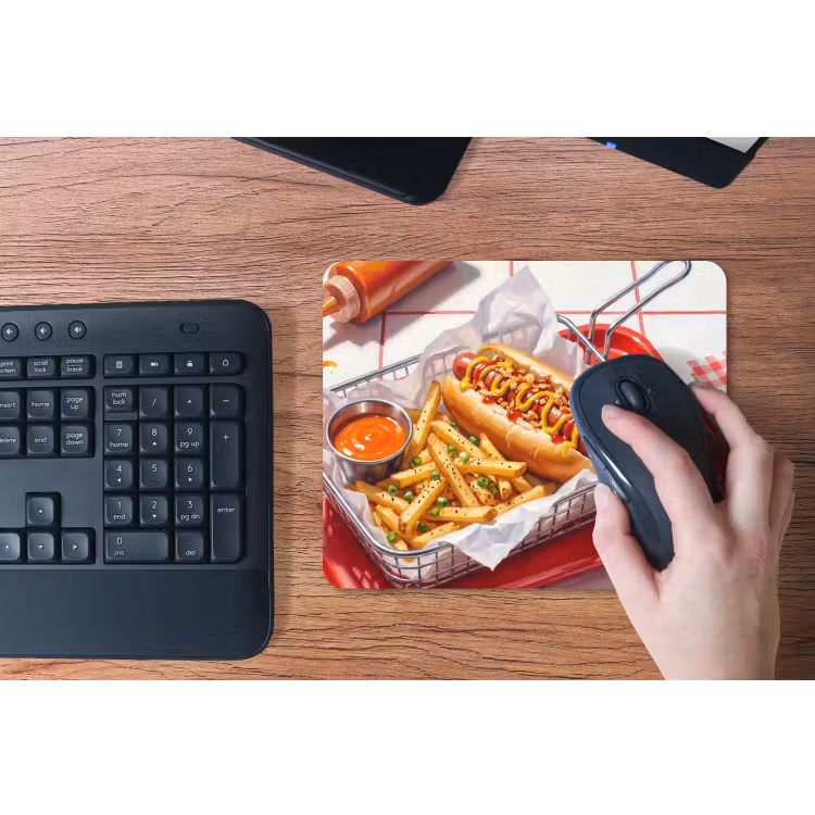 Eten - Hotdog - Fastfood - Modern - Rood muismat rubber klein -toetsenbord