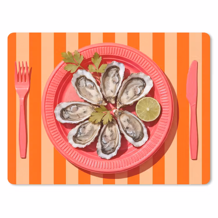 Eten - Oester - Zeevruchten - Oranje - Modern muismat rubber klein -3d