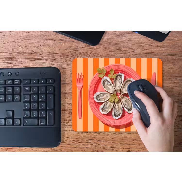 Eten - Oester - Zeevruchten - Oranje - Modern muismat rubber klein -toetsenbord