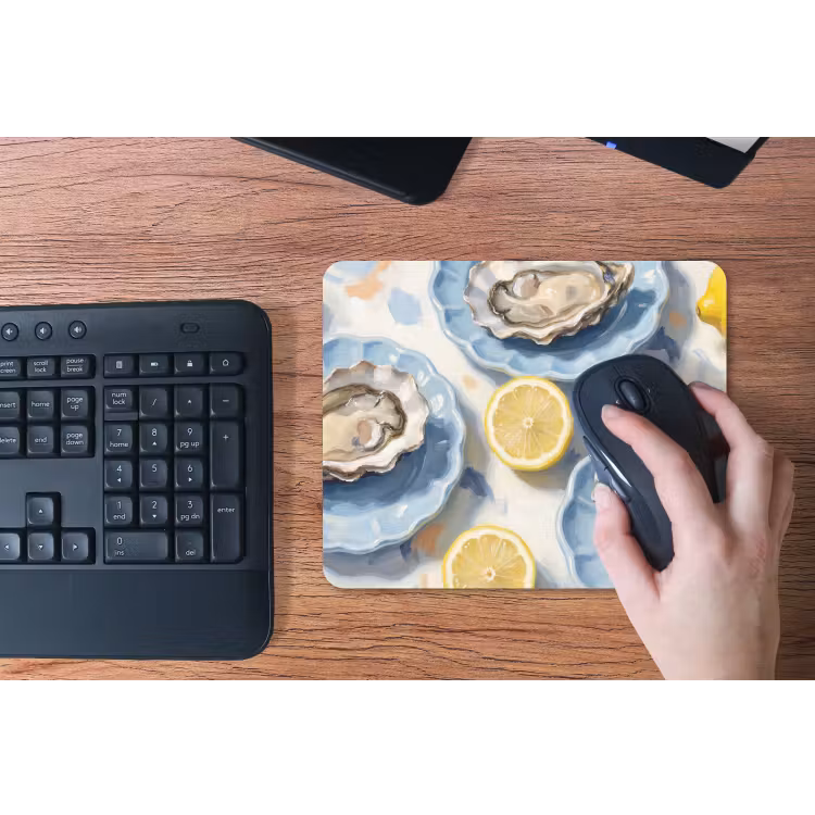Eten - Oesters - Citroenen - Modern - Geel muismat rubber klein -toetsenbord