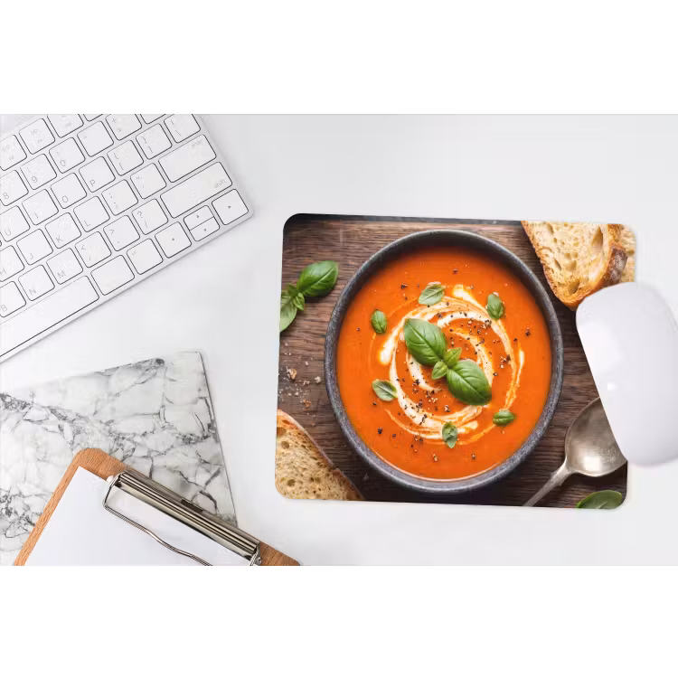 Eten - Soep - Basilicum - Rustiek - Rood muismat rubber klein -witbureau