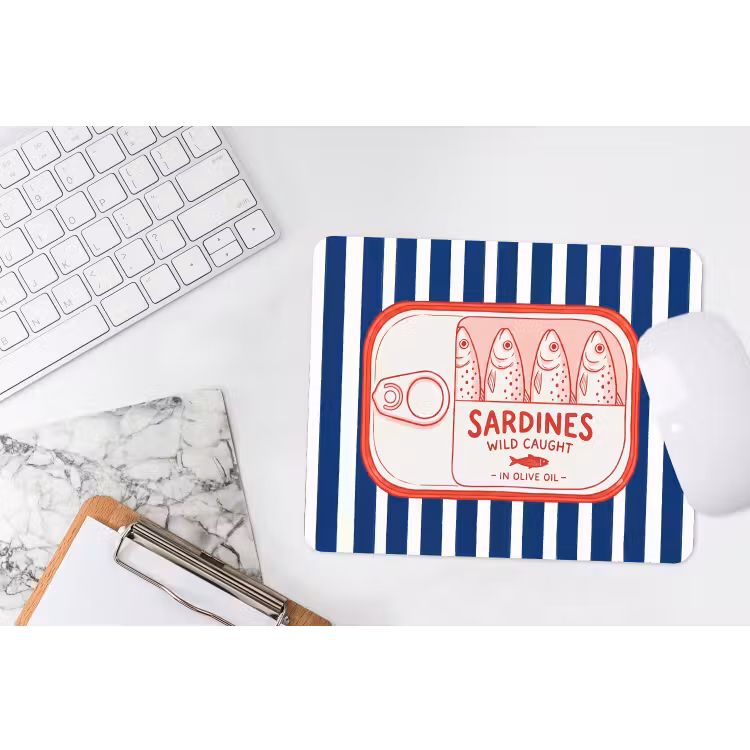 Eten - Vis - Blik - Illustratie - Rood muismat rubber klein -witbureau