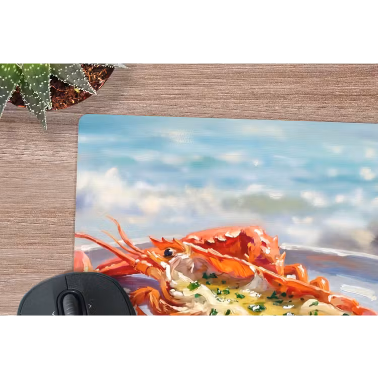Eten - Zee - Kust - Modern - Blauw muismat rubber klein -closeup