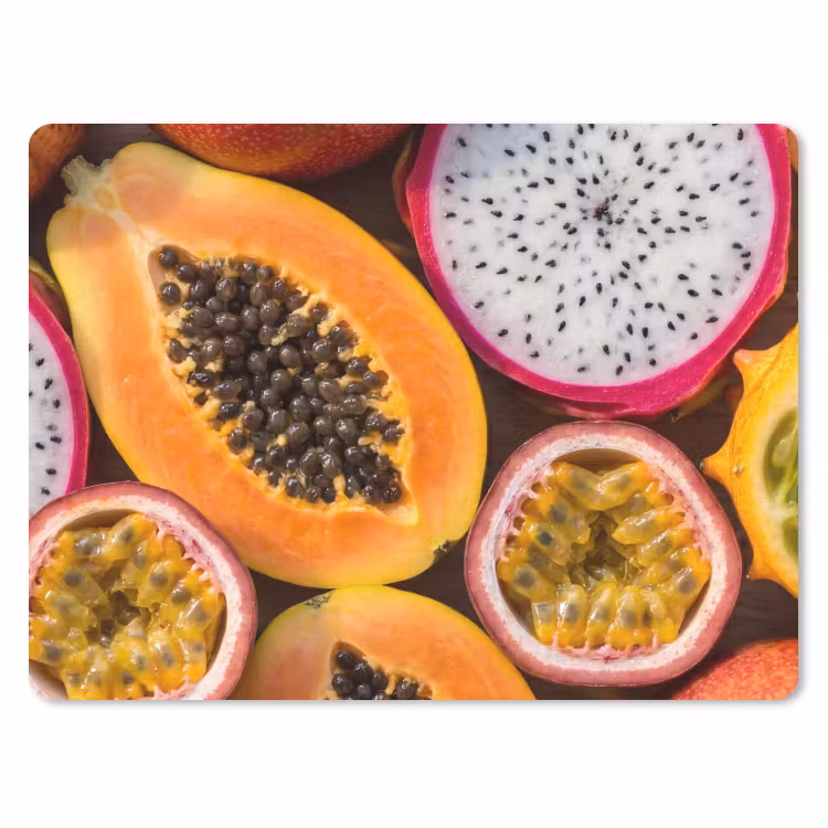 Fruit - Geopend - Tropisch - Eten - Kleurrijk muismat rubber klein -3d