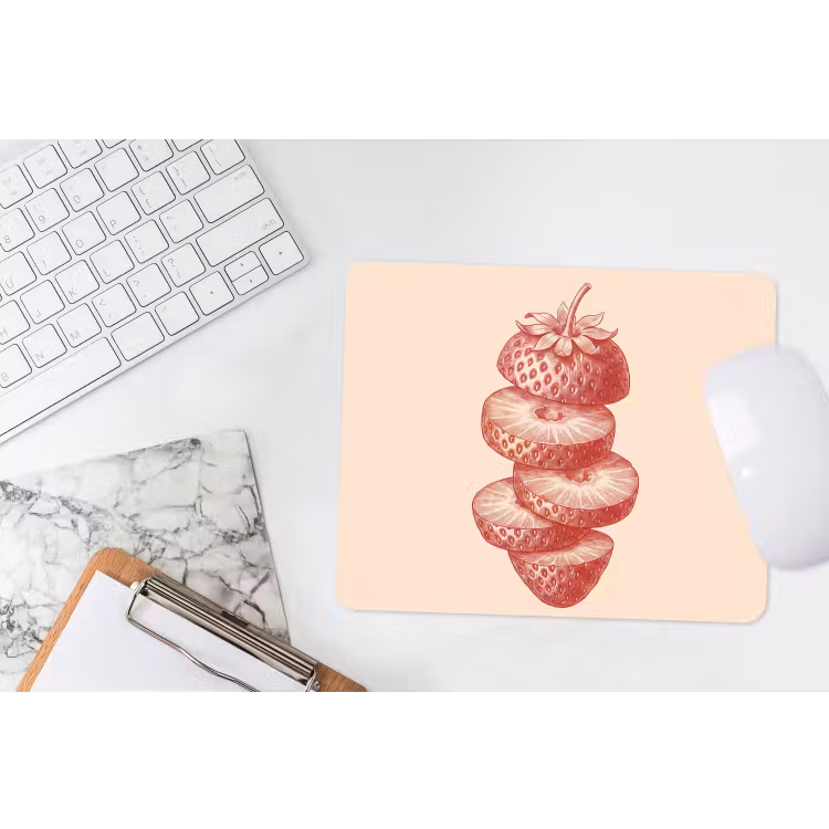 Fruit - Gesneden - Illustratie - Rood - Vintage muismat rubber klein -witbureau