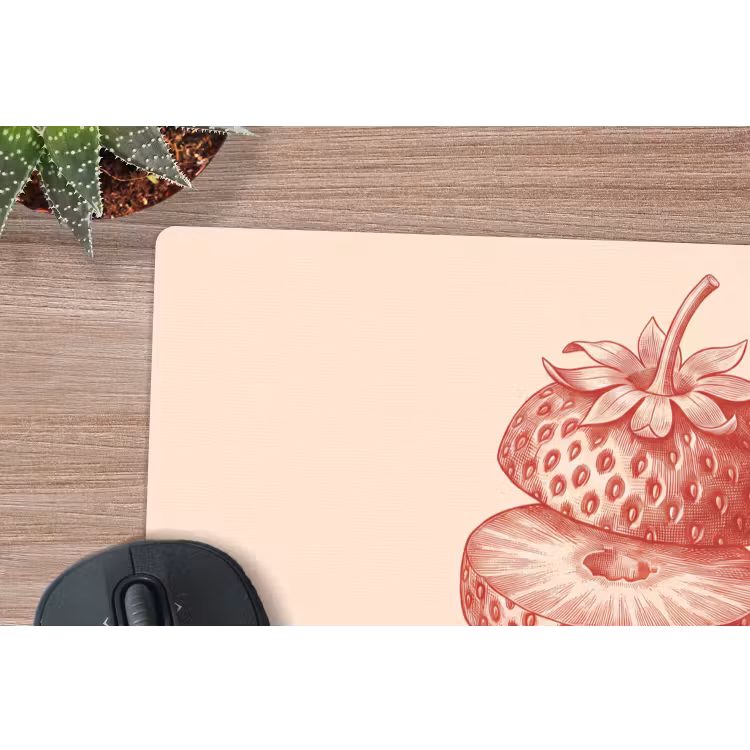 Fruit - Gesneden - Illustratie - Rood - Vintage muismat rubber klein -closeup