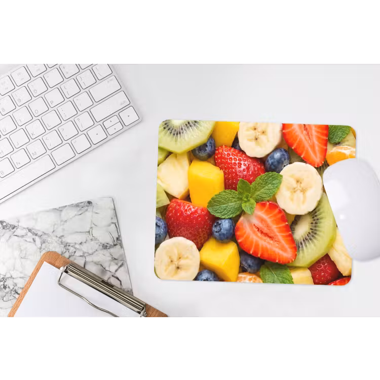 Fruit - Plakjes - Eten - Kleurrijk muismat rubber klein -witbureau