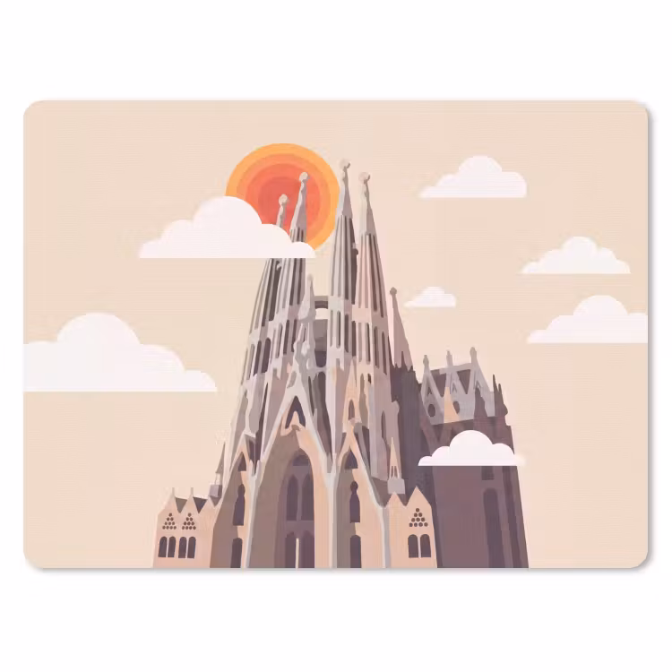Gebouw - Torens - Architectuur - Abstract - Zonsondergang muismat rubber klein -3d