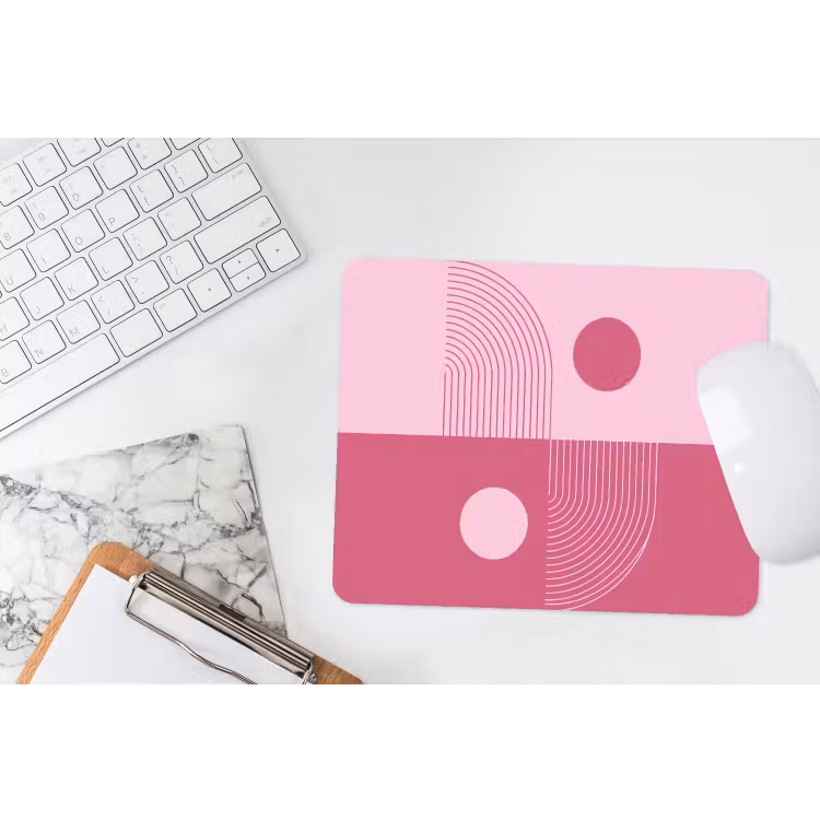 Geometrie - Patroon - Abstract - Roze - Modern muismat rubber klein -witbureau
