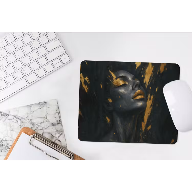 Gezicht - Vrouw - Verfspatten - Abstract muismat rubber klein -witbureau