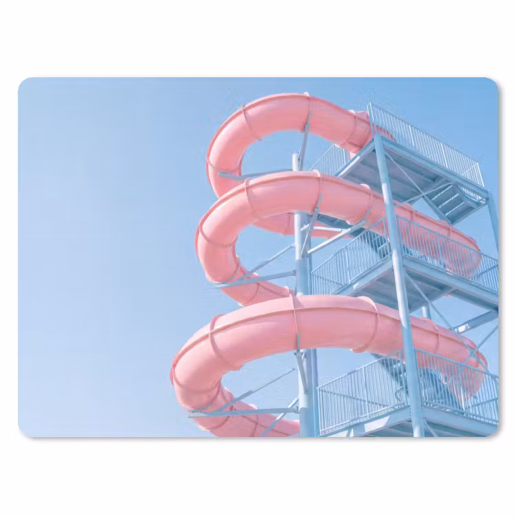 Glijbaan - Waterpark - Spiraal - Modern - Roze muismat rubber klein -3d