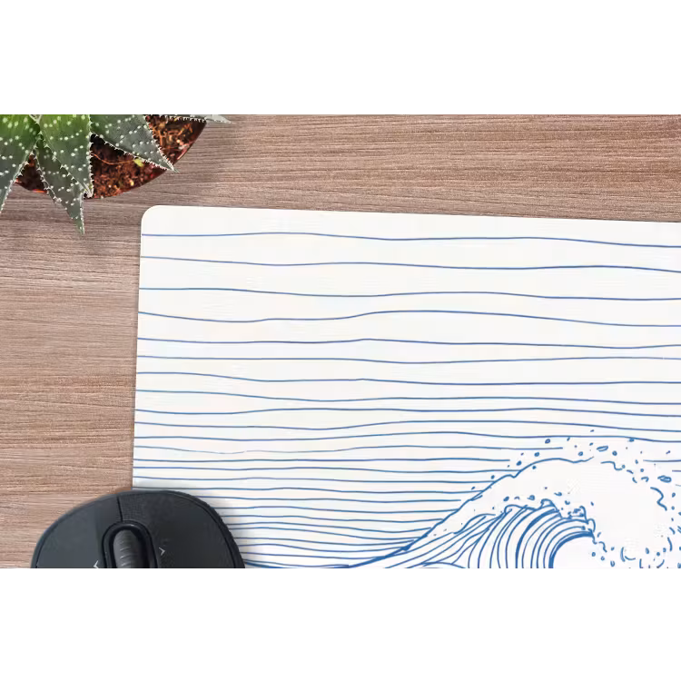 Golf - Brekende - Natuur - Minimalistisch - Blauw muismat rubber klein -closeup