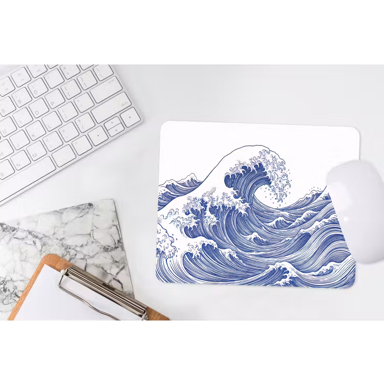 Golf - Japans - Zee - Illustratie - Blauw muismat rubber klein -witbureau