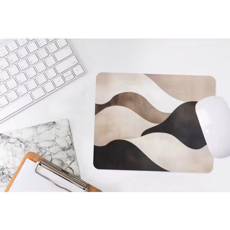 Golven - Abstract - Beige muismat rubber klein -witbureau