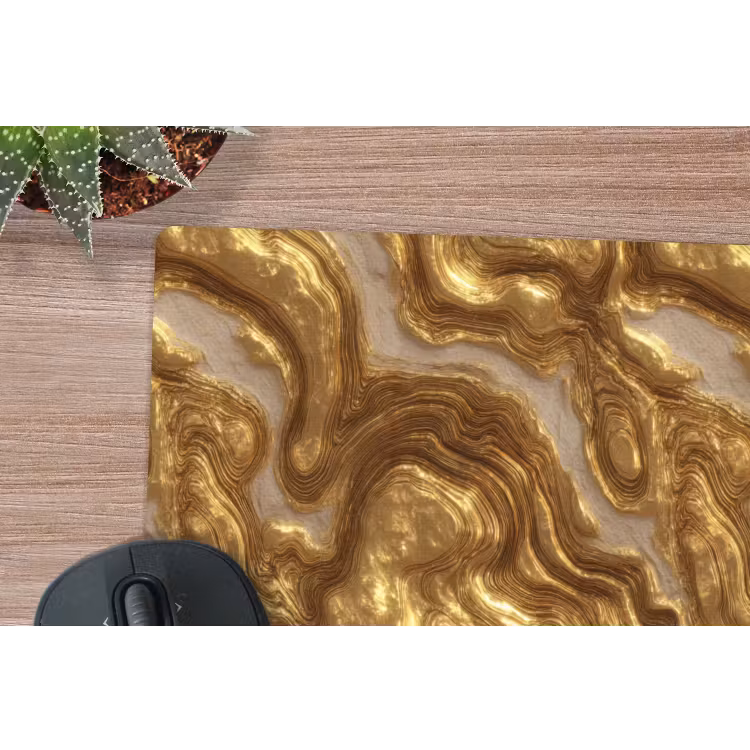 Golven - Organisch - Goud - Crème muismat rubber klein 262 -closeup