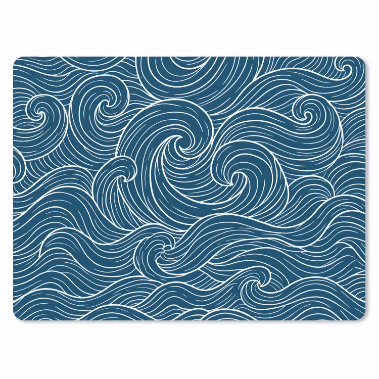 Golven - Spiraal - Water - Abstract - Blauw muismat rubber klein -3d