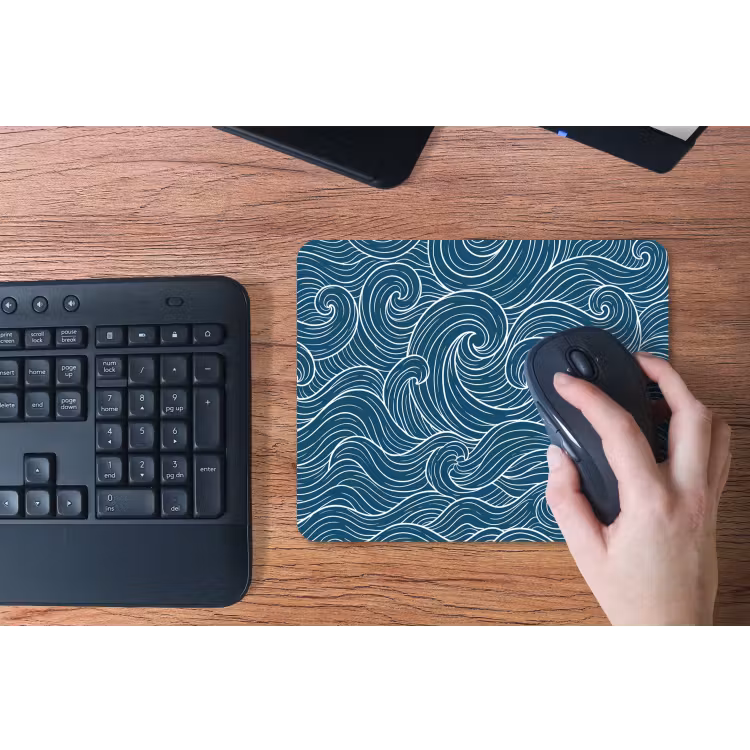 Golven - Spiraal - Water - Abstract - Blauw muismat rubber klein -toetsenbord