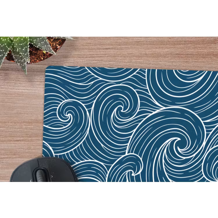 Golven - Spiraal - Water - Abstract - Blauw muismat rubber klein -closeup