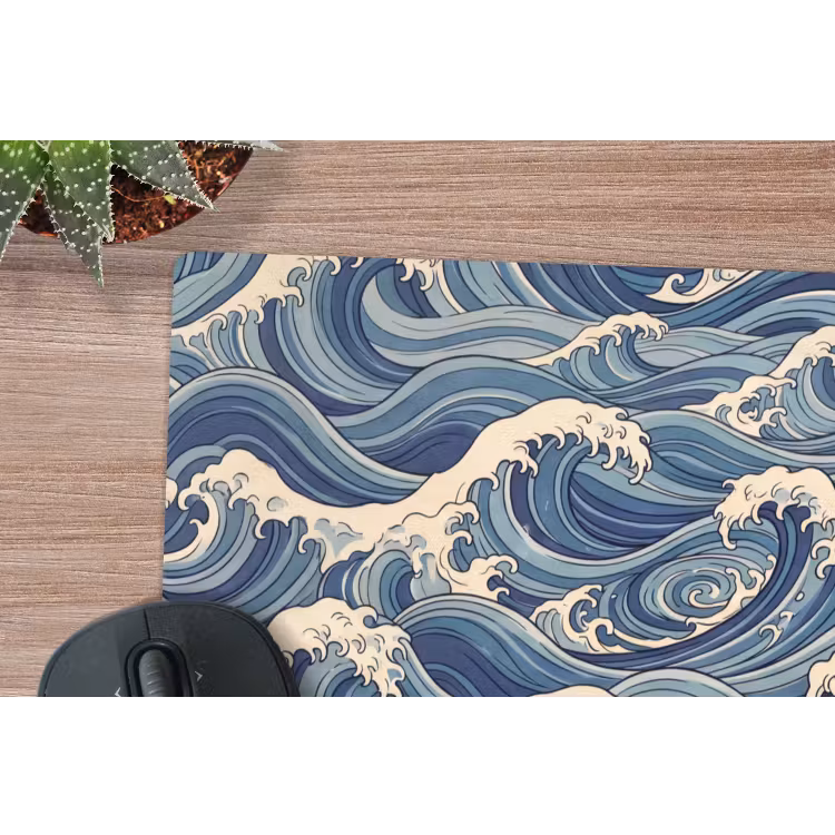 Golven - Zee - Natuur - Abstract - Blauw muismat rubber klein -closeup