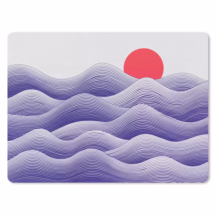 Golven - Zon - Natuur - Abstract - Rood muismat rubber klein -3d