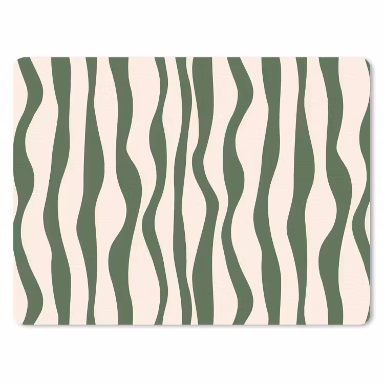 Golvende lijnen - Beige - Groen - Strepen - Abstract muismat rubber klein -3d