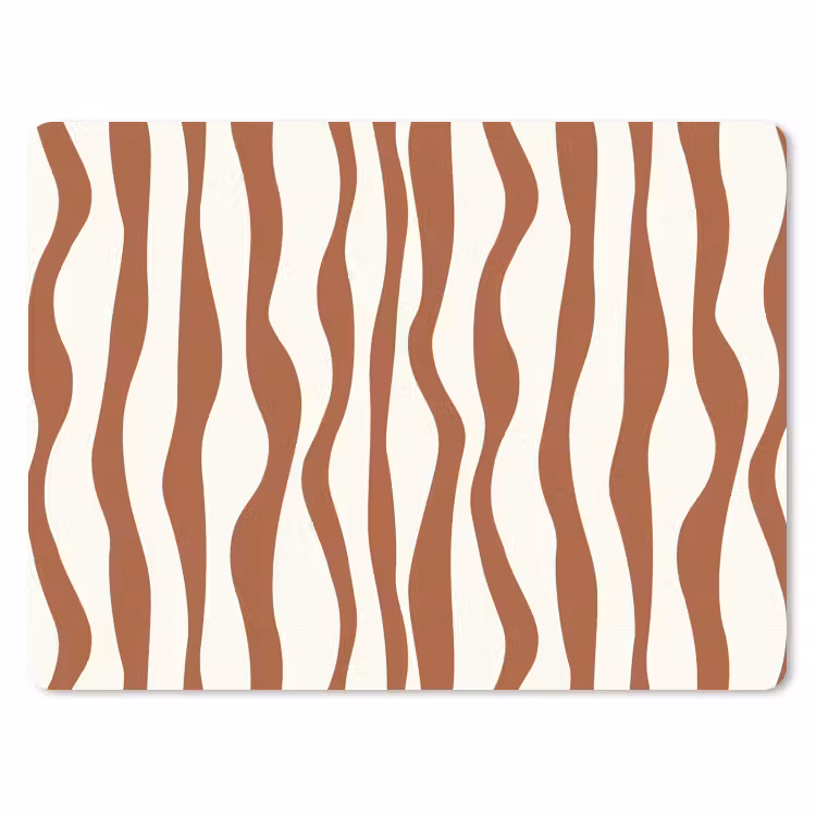 Golvende lijnen - Strepen - Beige - Bruin muismat rubber klein -3d