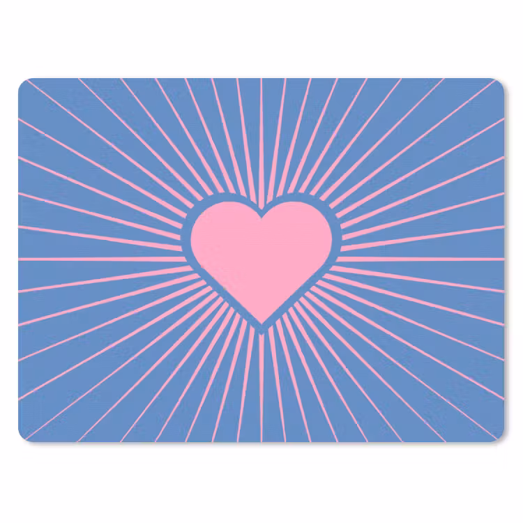 Hart - Stralen - Liefde - Modern - Roze muismat rubber klein -3d