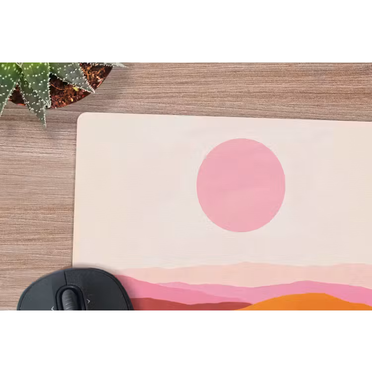 Heuvels - Oranje - Zon - Abstract muismat rubber klein -closeup