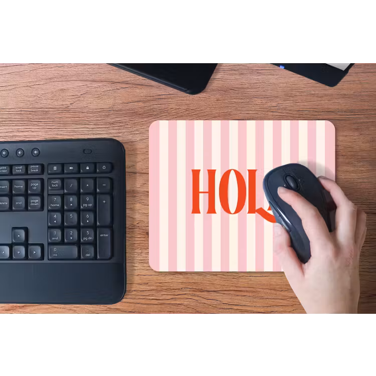 Hola - Quote - Strepen - Pastel - Roze - Rood - Wit muismat rubber klein -toetsenbord