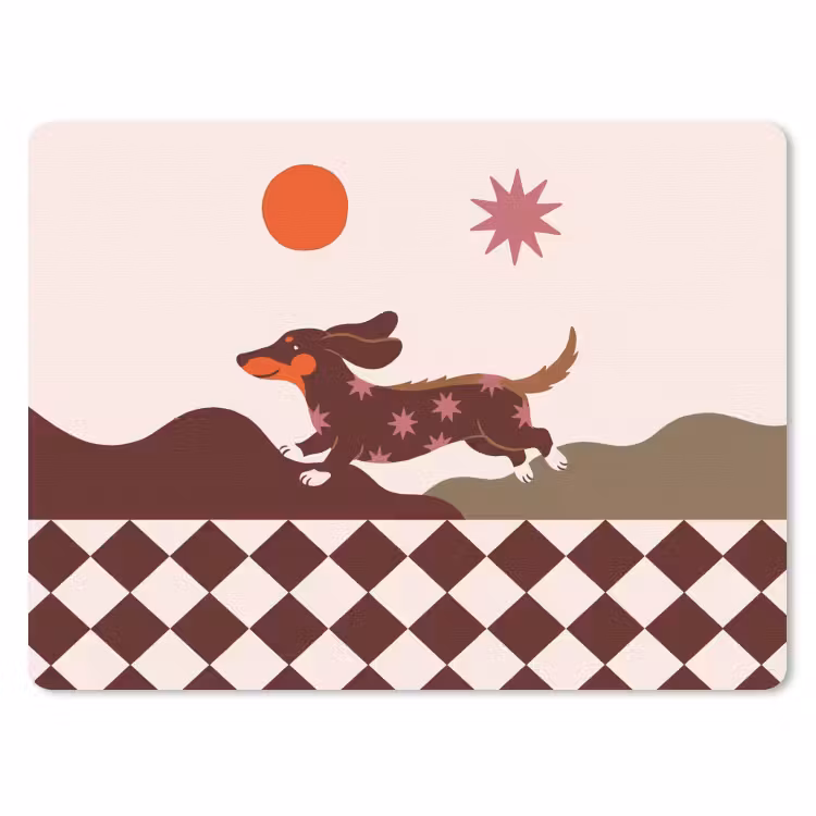 Hond - Abstract - Dieren - Modern - Bruin muismat rubber klein -3d