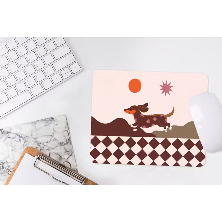 Hond - Abstract - Dieren - Modern - Bruin muismat rubber klein -witbureau