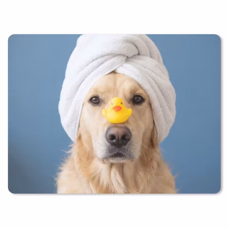 Hond - Badeend - Geel muismat rubber klein -3d