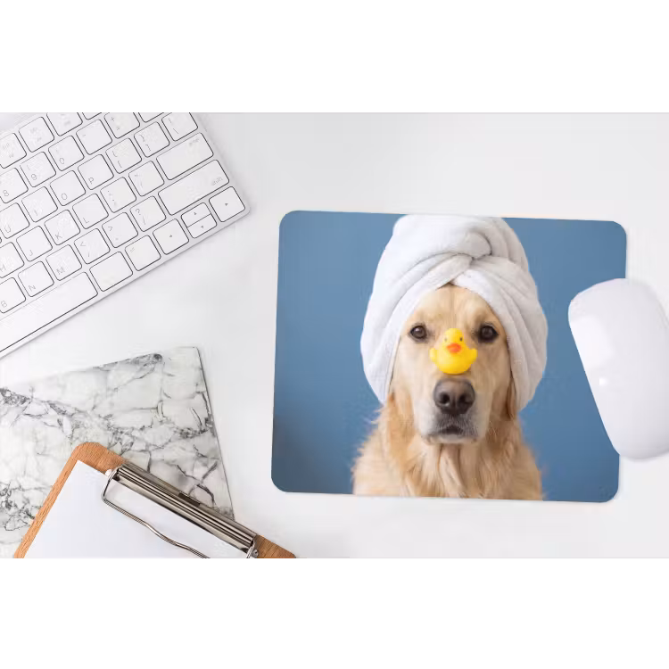 Hond - Badeend - Geel muismat rubber klein -witbureau