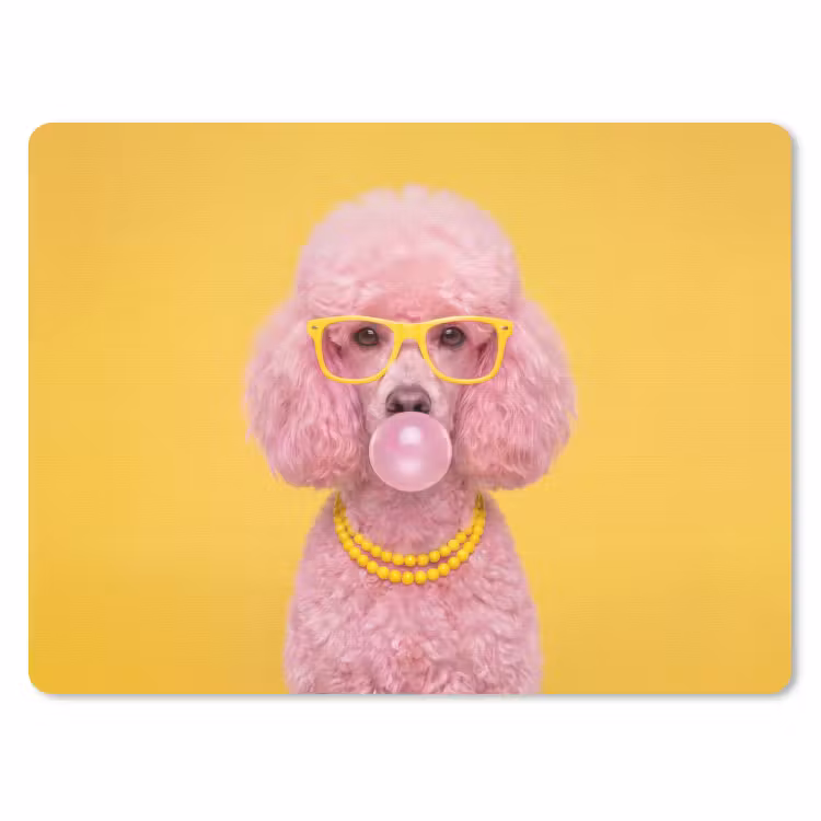 Hond - Kauwgum - Dieren - Modern - Roze muismat rubber klein -3d