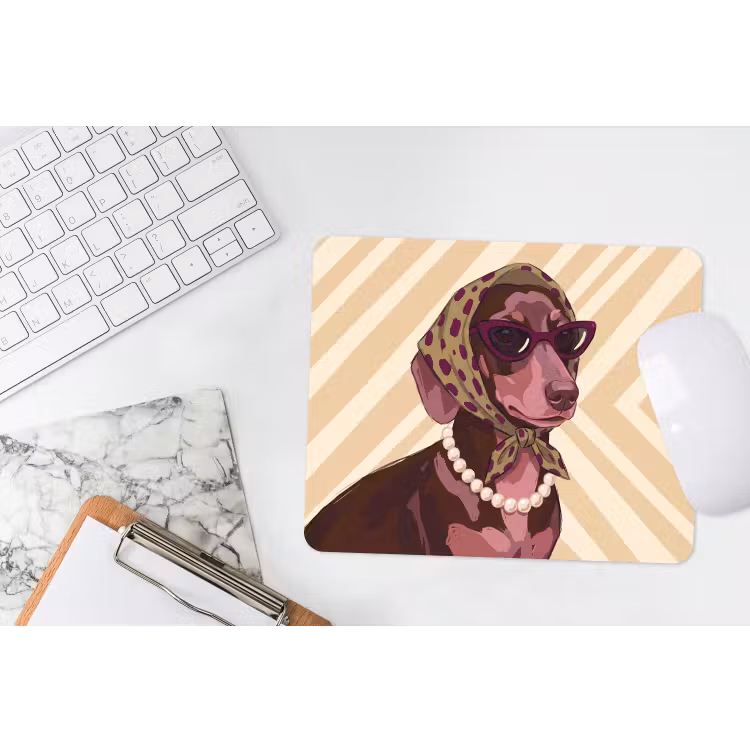 Hond - Zonnebril - Hoofddoek - Dieren - Modern muismat rubber klein -witbureau