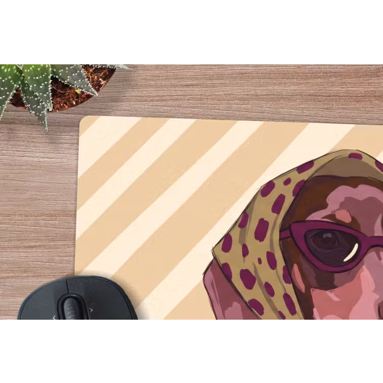 Hond - Zonnebril - Hoofddoek - Dieren - Modern muismat rubber klein -closeup