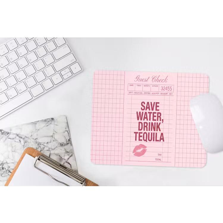 Humor - Drank - Tekst - Roze muismat rubber klein -witbureau