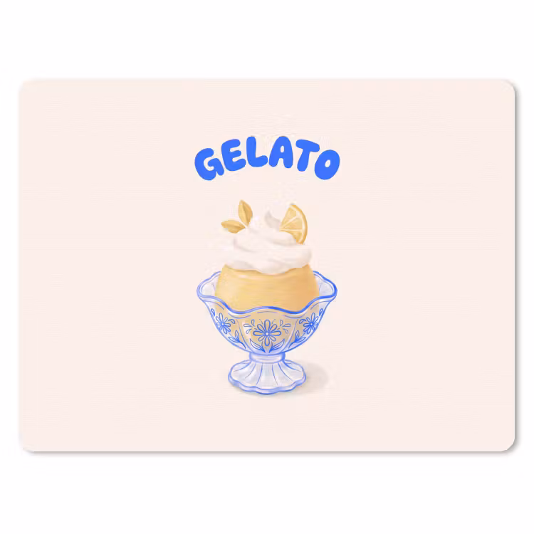 IJs - Citroen - Illustratie - Geel - Dessert muismat rubber klein -3d