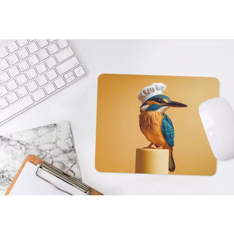 Ijsvogel - Pilaar - Koksmuts - Vogel muismat rubber klein -witbureau