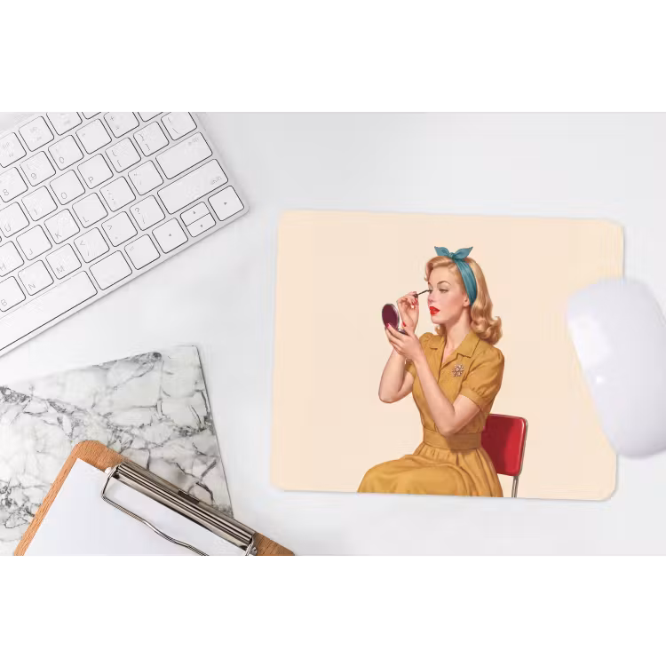 Illustratie - Mascara - Vrouw - Geel muismat rubber klein -witbureau