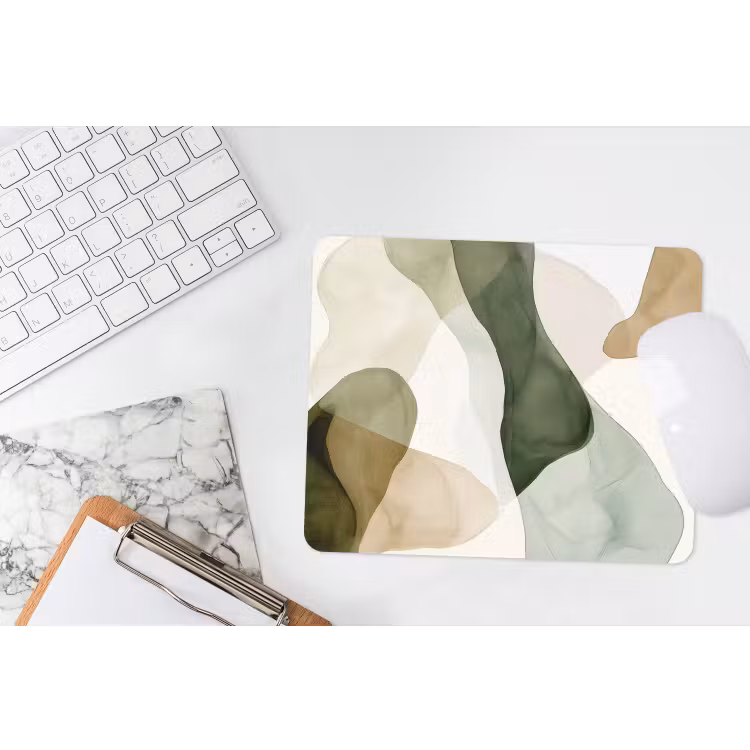 Japandi - Abstract - Groen muismat rubber klein -witbureau