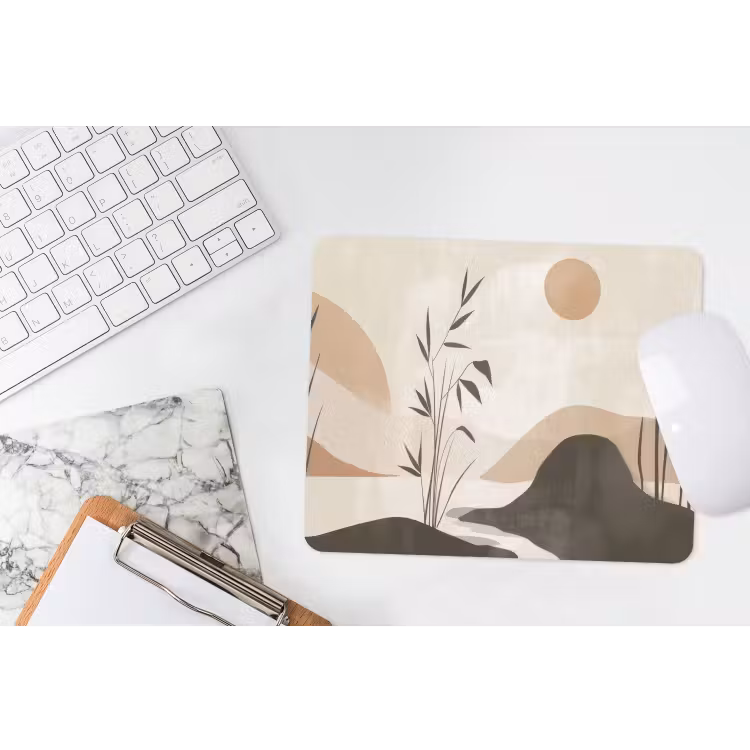 Japandi - Landschap - Beige muismat rubber klein -witbureau