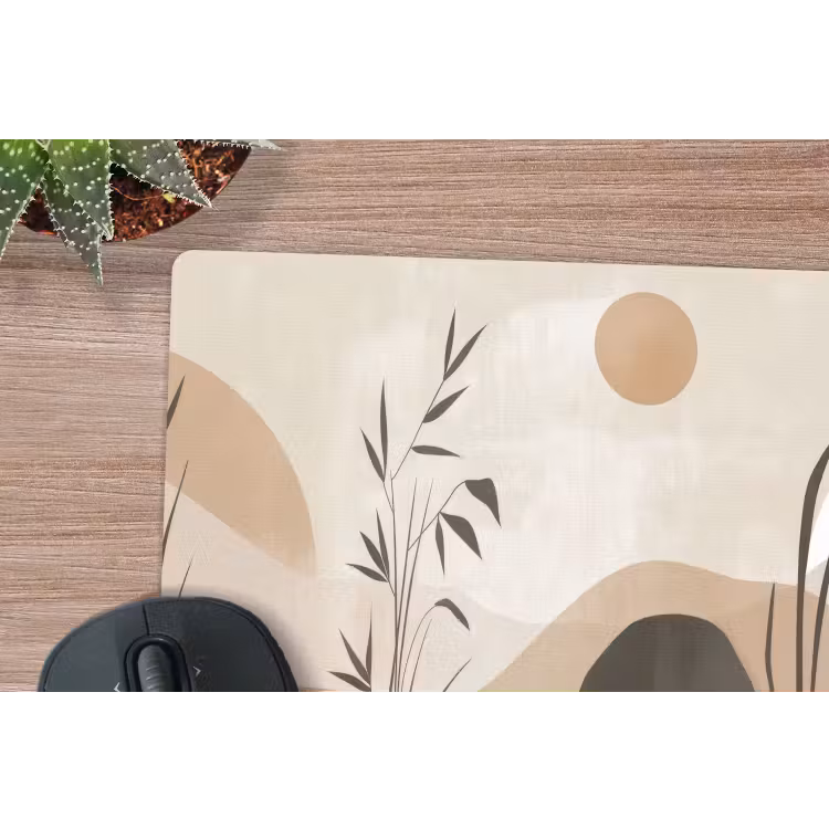 Japandi - Landschap - Beige muismat rubber klein -closeup