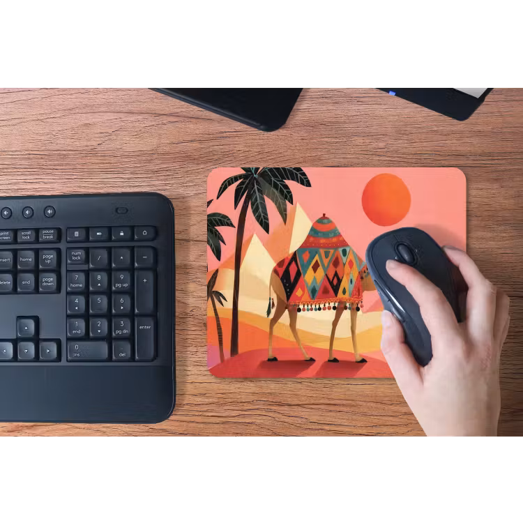 Kameel - Pyramides - Rode zon muismat rubber klein -toetsenbord