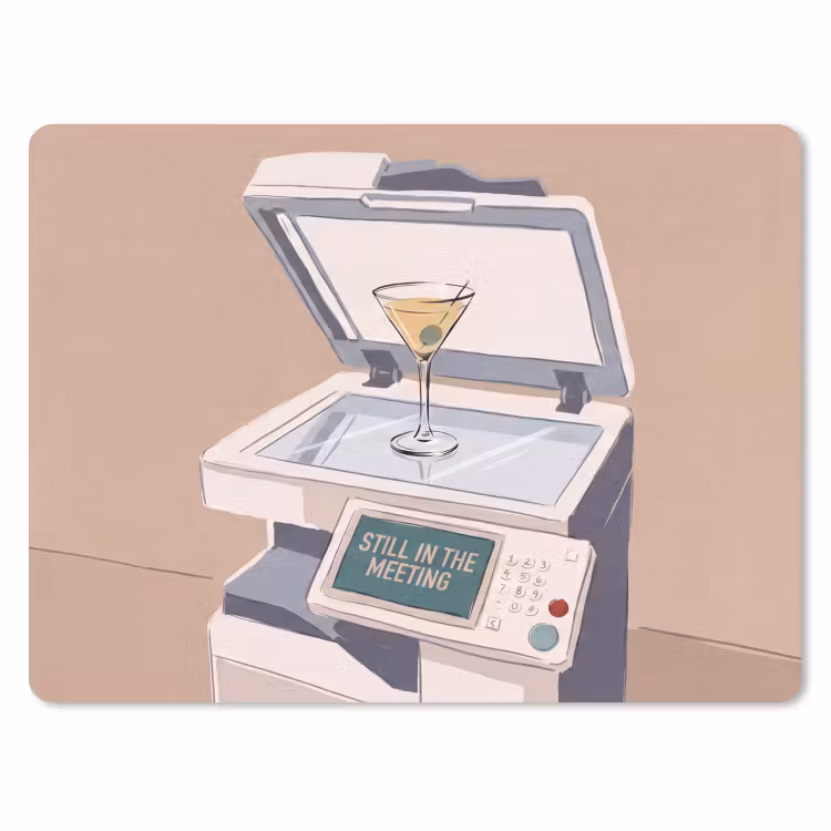 Kantoor - Drank - Humor - Illustratie muismat rubber klein -3d